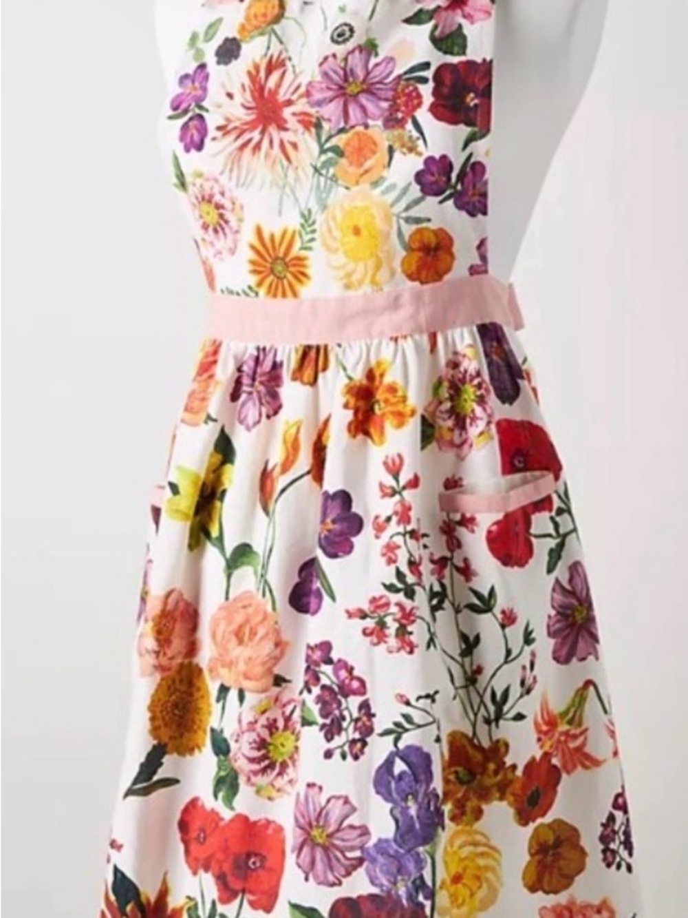 Nathalie Floral Apron Multicolor Anthropologie worn by Charlotte on SATC RARE